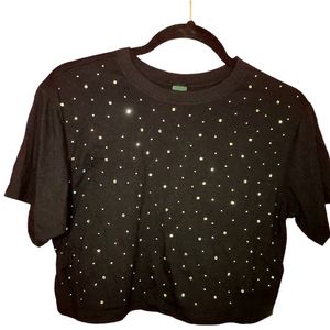 Crop Top, XS, Black w/rhinestones